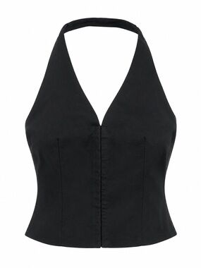 Liverpool Halter V-Neck Crop Top | NWT